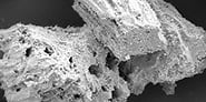 magnified photo (50 power) of pumice powder particles